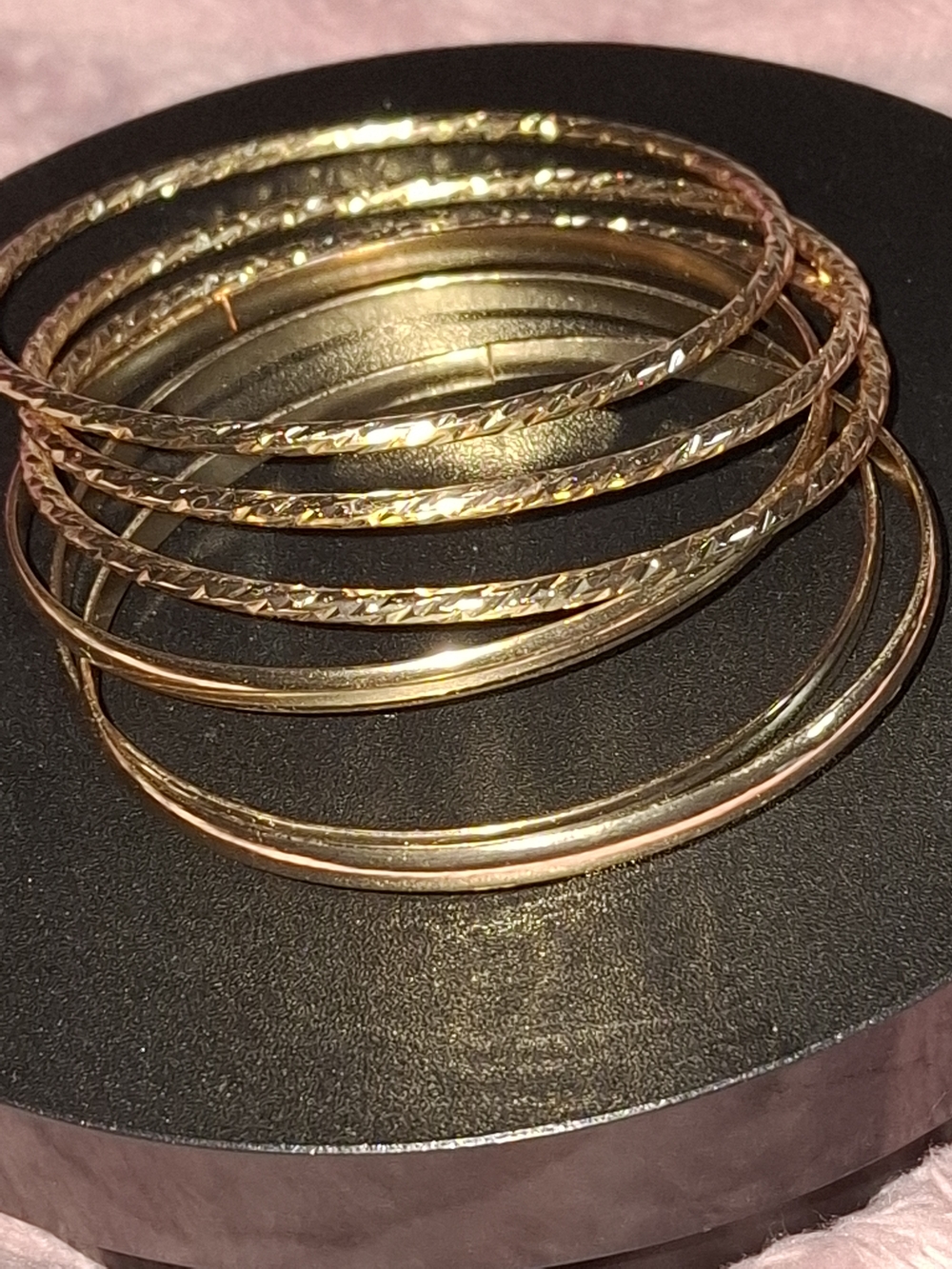 Gold-Tone Textured and Smooth Bangle Bracelet Set - Women Jewelry